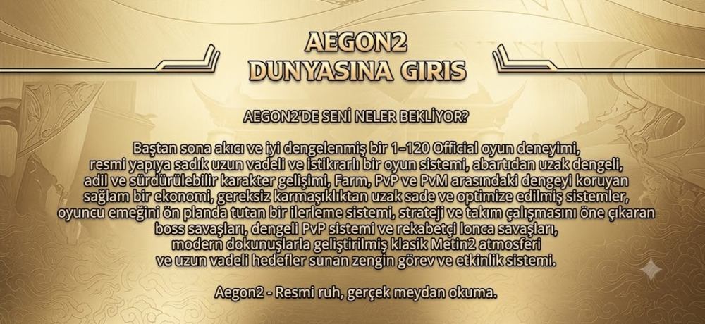 Aegon2, 1-120 Official yapısıyla gerçek Metin2 deneyimini 1 Mayıs Cuma saat 21:00'da yeniden başlatıyor.